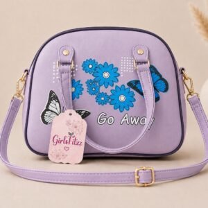 Home 15 Lavender Floral Butterfly Printed Shoulder & Sling Bag