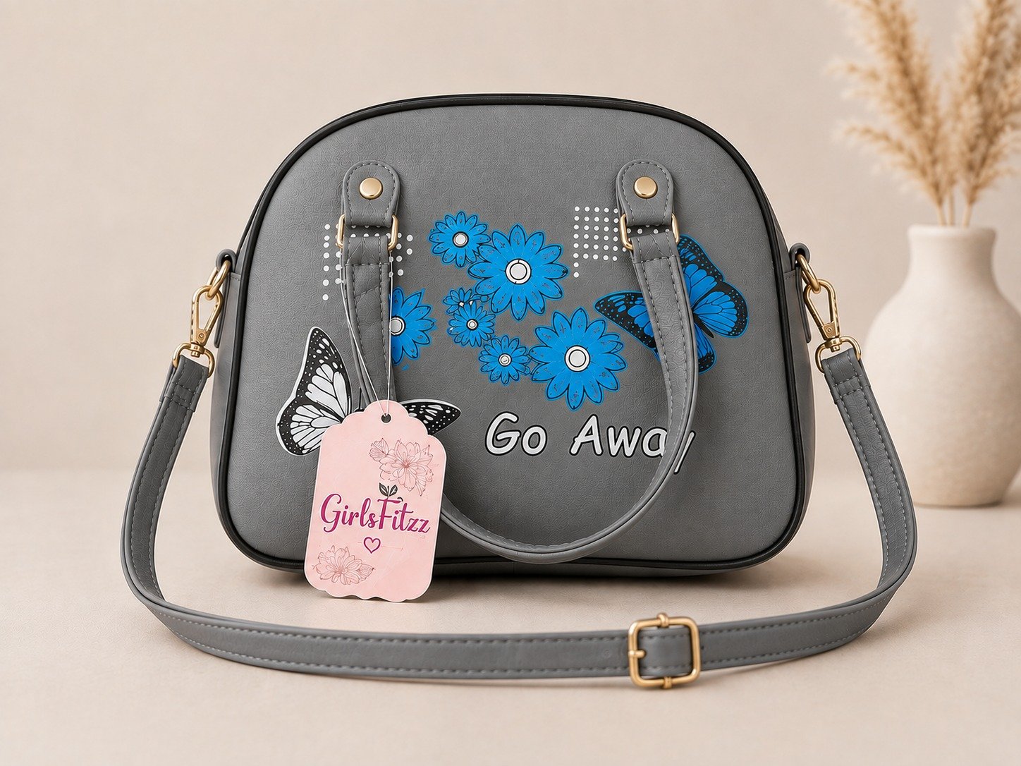 Lavender Floral Butterfly Printed Shoulder & Sling Bag 6 Lavender Floral Butterfly Printed Shoulder & Sling Bag - Image 6