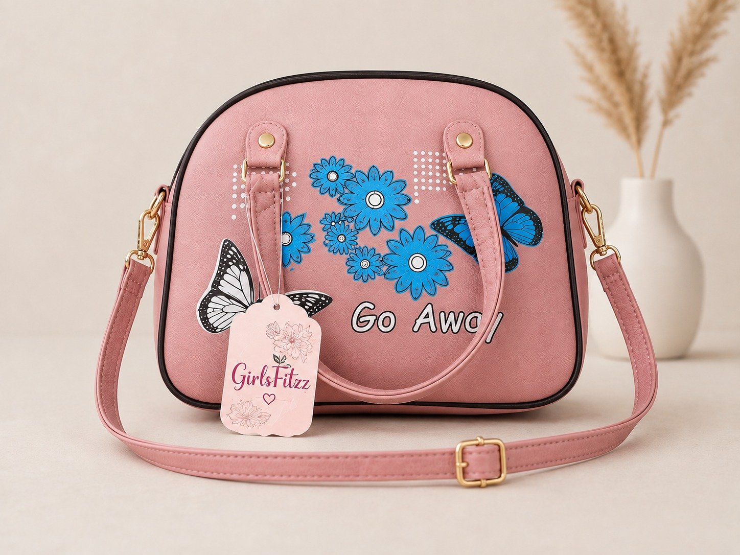 Lavender Floral Butterfly Printed Shoulder & Sling Bag 3 Lavender Floral Butterfly Printed Shoulder & Sling Bag - Image 3